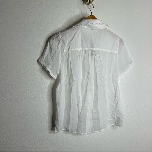 NWT J. Crew 100% Cotton Lightweight White Button Down Peter Pan Collar Top 2 - Picture 10 of 14
